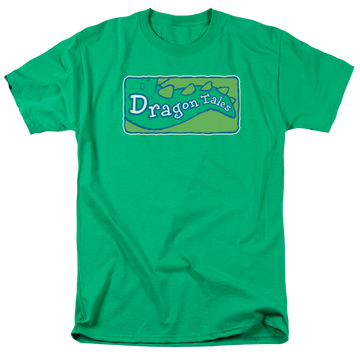 Kelly green men's regular fit t-shirt with Dragon Tales Logo Clean graphic