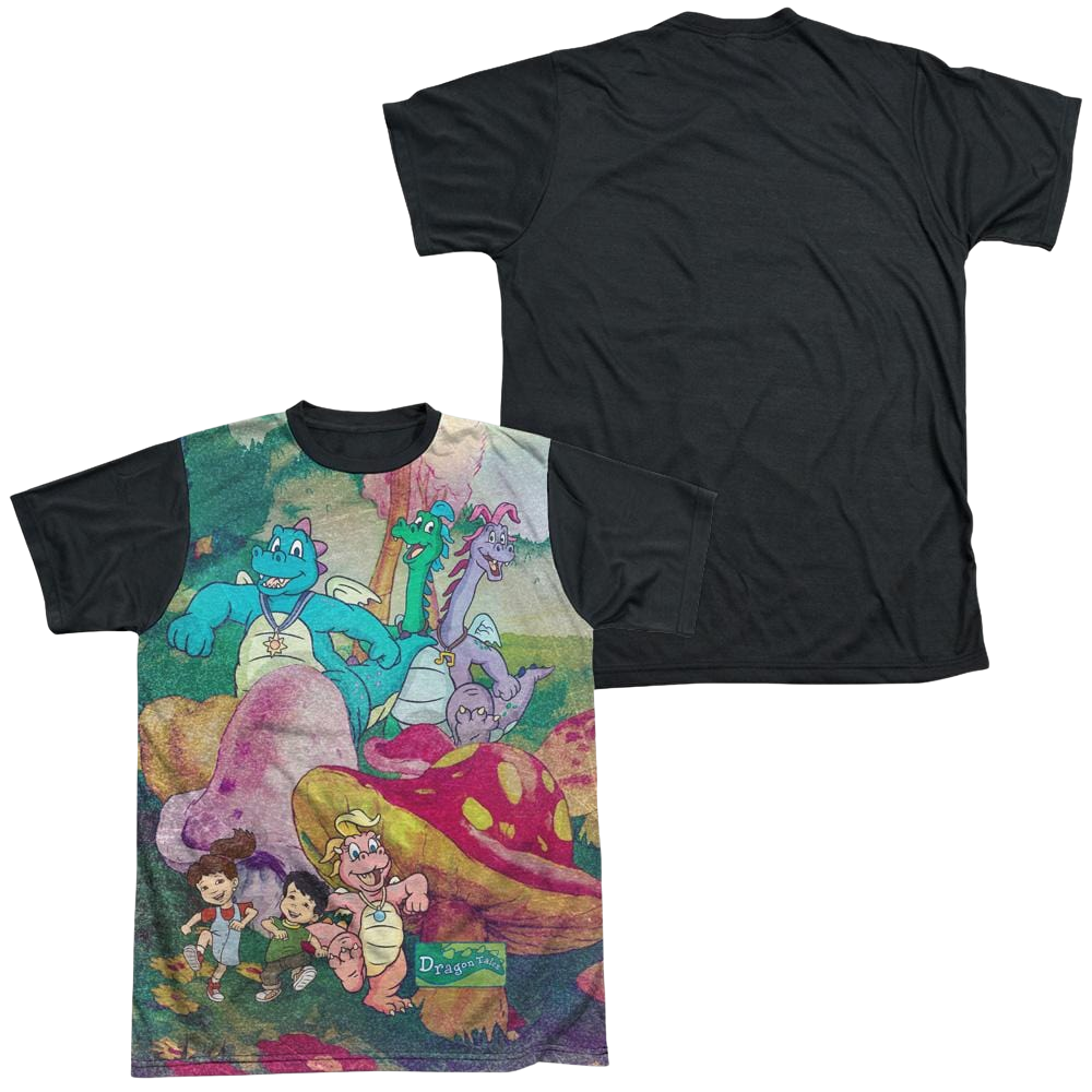 Dragon Tales Mushroom Meadow - Men's Black Back T-Shirt Men's Black Back T-Shirt Dragon Tales