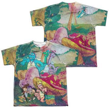 Dragon Tales Mushroom Meadow youth all-over print t-shirt for ages 8 to 12
