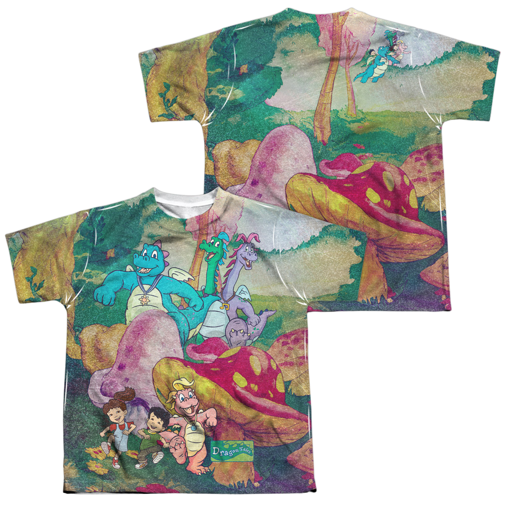 Dragon Tales Mushroom Meadow - Youth All-Over Print T-Shirt (Ages 8-12) Youth All-Over Print T-Shirt (Ages 8-12) Dragon Tales