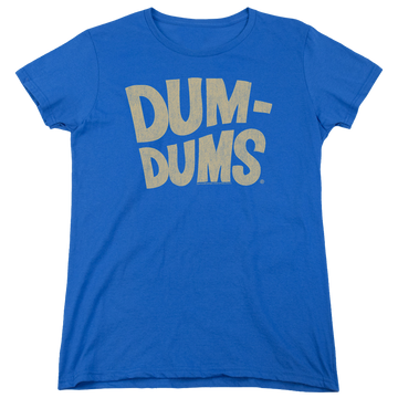 Royal women's t-shirt with Dum Dums Distressed Logo graphic