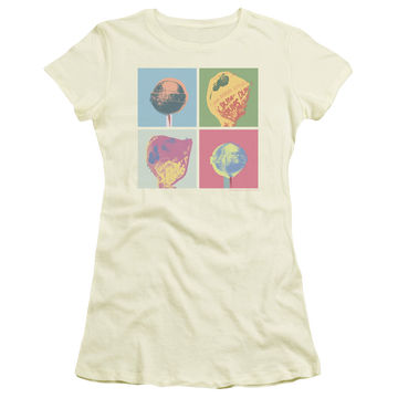 Cream juniors t-shirt with Dum Dums Pop Art graphic