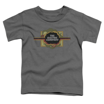 Charcoal kid's t-shirt for ages 4 to 7 with Electric Company Logo graphic