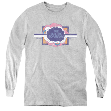Athletic heather youth long sleeve t-shirt with Electric Company Since 1971 graphic