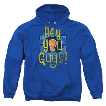 Royal pullover hoodie with Electric Company Hey You Guys graphic