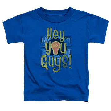 Royal kid's t-shirt for ages 4 to 7 with Electric Company Hey You Guys graphic