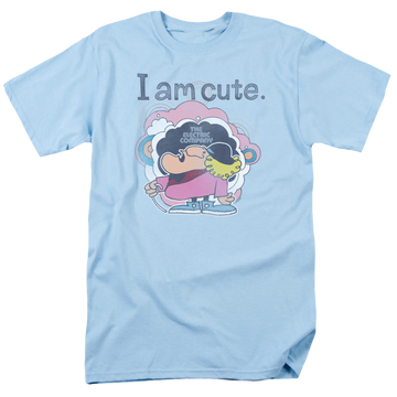 Light blue men's regular fit t-shirt with Electric Company I Am Cute graphic