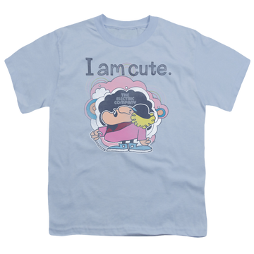 Light blue youth t-shirt for ages 8 to 12 with Electric Company I Am Cute graphic