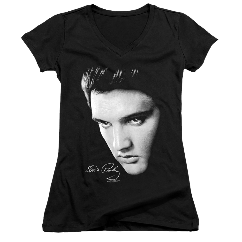 Elvis Presley Face - Juniors V-Neck T-Shirt Juniors V-Neck T-Shirt Elvis Presley