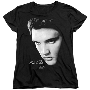 Black women's t-shirt with Elvis Presley Face graphic