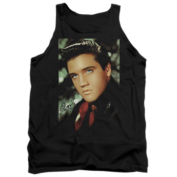Black men's tank with Elvis Presley Red Scarf graphic
