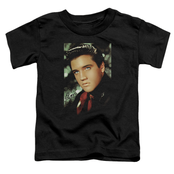 Black toddler t-shirt with Elvis Presley Red Scarf graphic