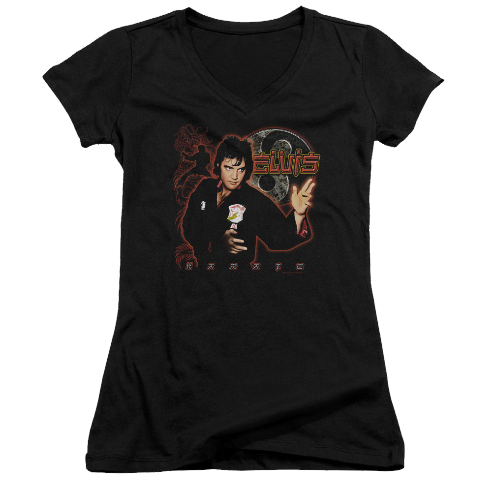 Elvis Presley Karate - Juniors V-Neck T-Shirt Juniors V-Neck T-Shirt Elvis Presley