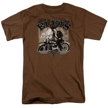 Coffee men's regular fit t-shirt with Elvis Presley Tcb Cycle graphic