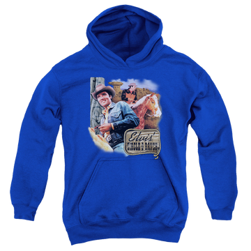 Royal youth hoodie for ages 8 to 12 with Elvis Presley Ranch graphic