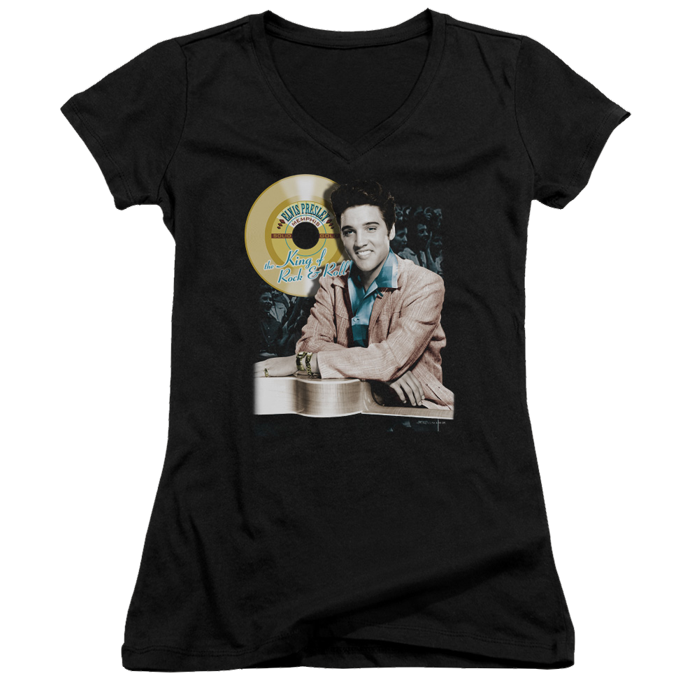 Elvis Presley Gold Record - Juniors V-Neck T-Shirt Juniors V-Neck T-Shirt Elvis Presley