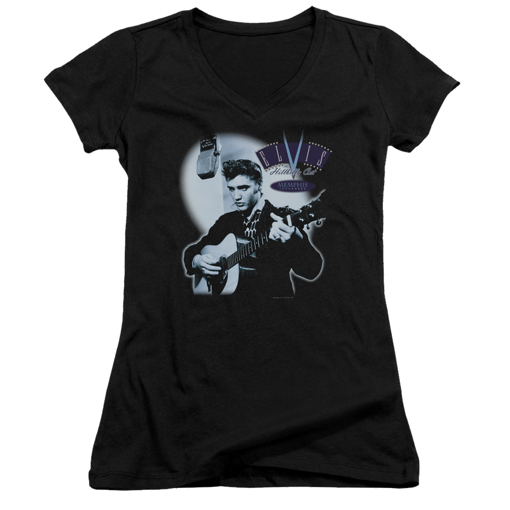 Elvis Presley Hillbilly Cat - Juniors V-Neck T-Shirt Juniors V-Neck T-Shirt Elvis Presley