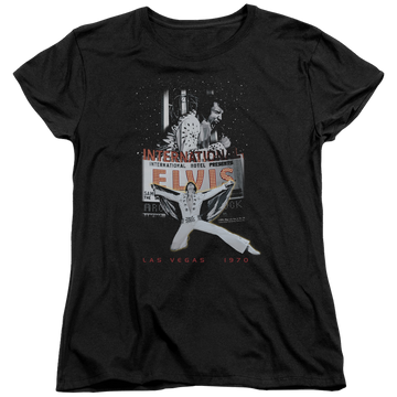 Black women's t-shirt with Elvis Presley Las Vegas graphic