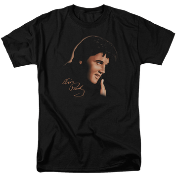Black men's regular fit t-shirt with Elvis Presley Warm Portrait graphic
