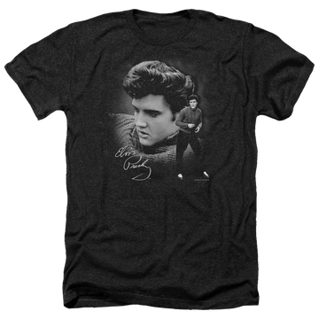 Charcoal men's heather t-shirt with Elvis Presley Sweater graphic