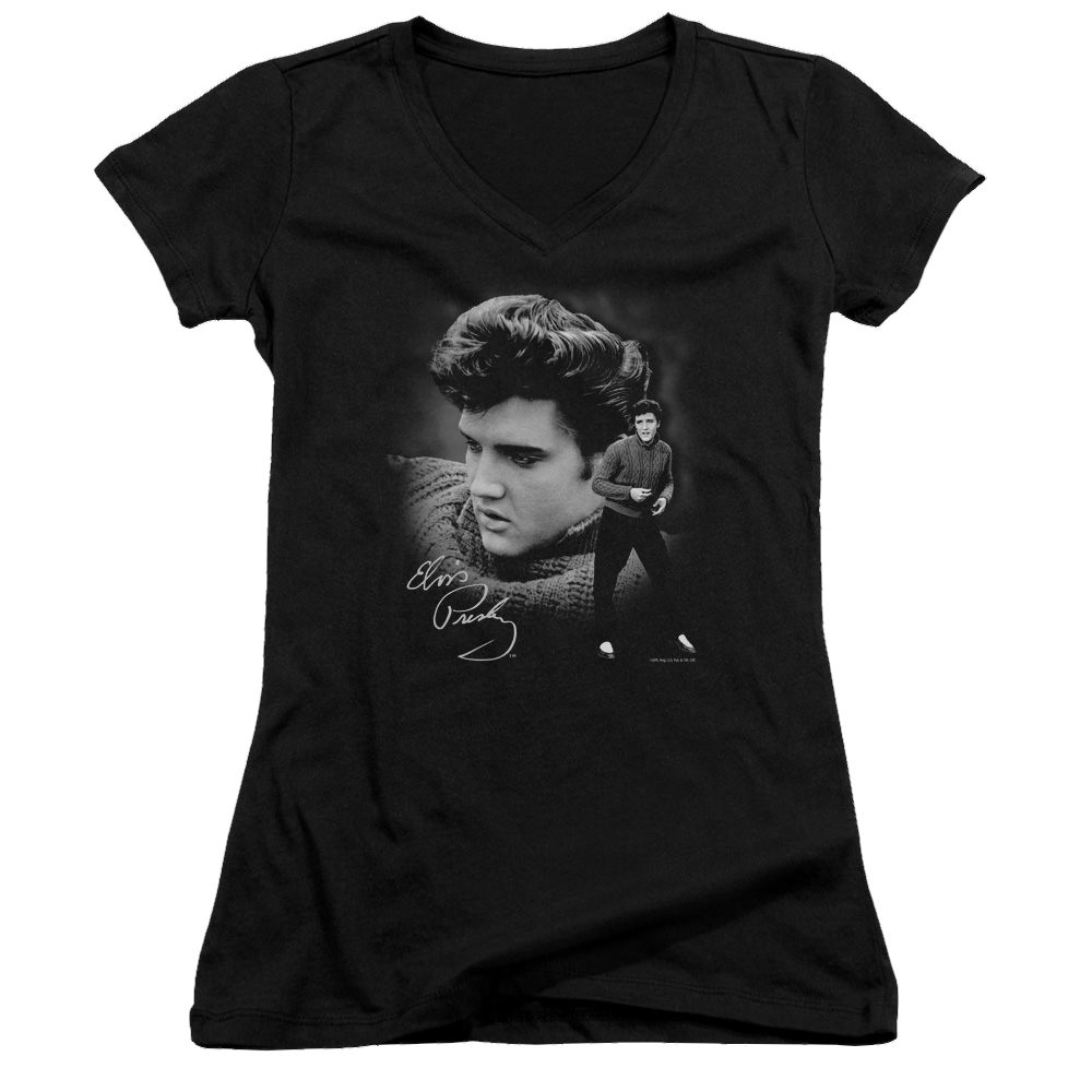 Elvis Presley Sweater - Juniors V-Neck T-Shirt Juniors V-Neck T-Shirt Elvis Presley