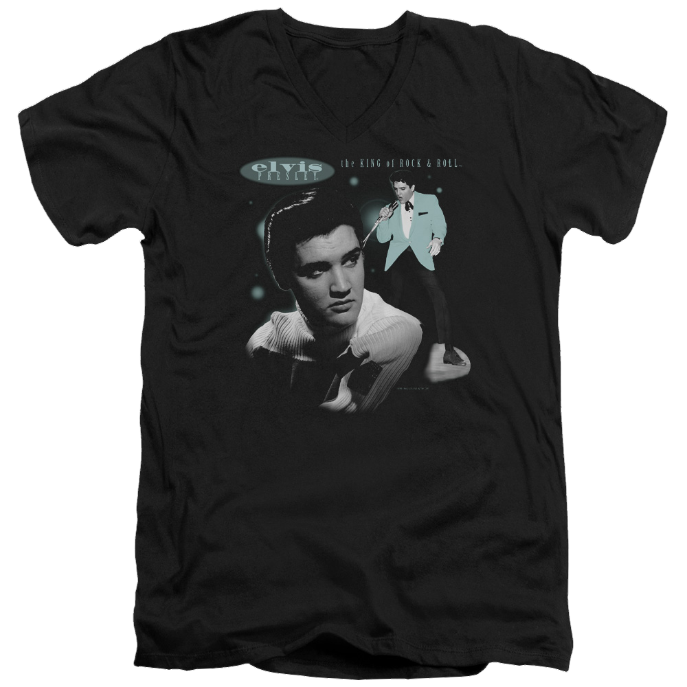 Elvis Presley Teal Portrait - Men's V-Neck T-Shirt Men's V-Neck T-Shirt Elvis Presley