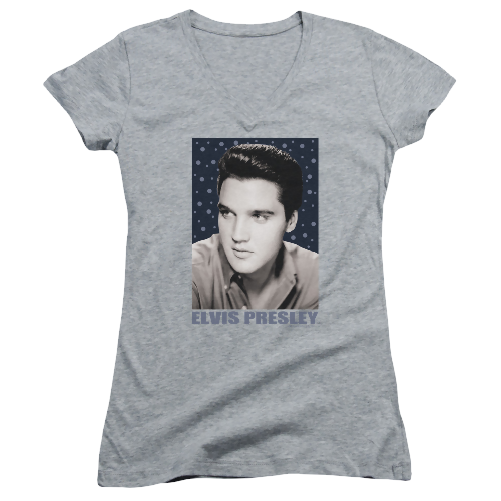 Elvis Presley Blue Sparkle - Juniors V-Neck T-Shirt Juniors V-Neck T-Shirt Elvis Presley