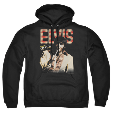 Black pullover hoodie with Elvis Presley Viva Star graphic