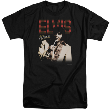 Black men's tall fit t-shirt with Elvis Presley Viva Star graphic