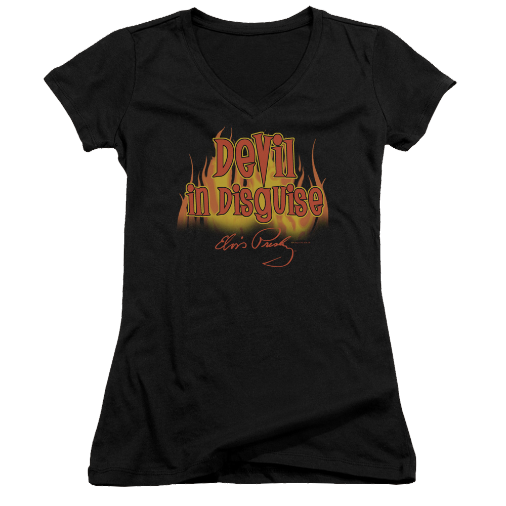 Elvis Presley Devil In Disguise - Juniors V-Neck T-Shirt Juniors V-Neck T-Shirt Elvis Presley