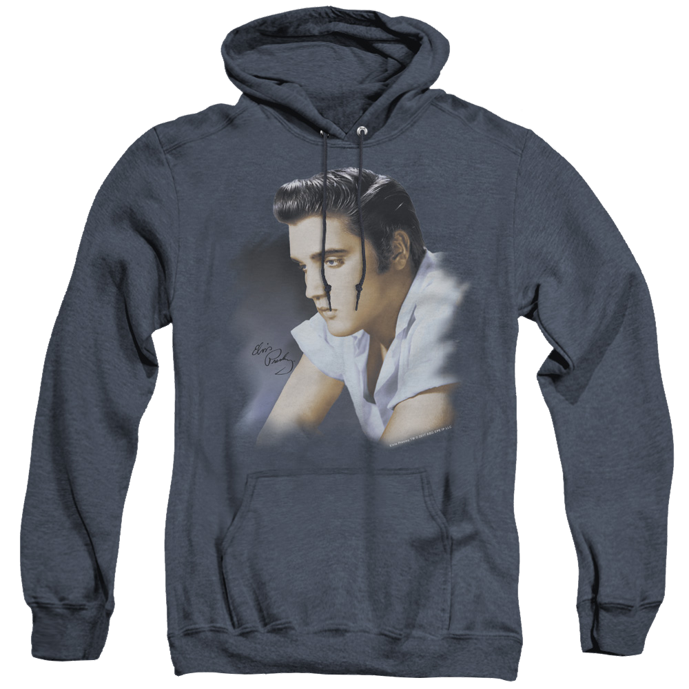 Elvis Presley Blue Profile - Heather Pullover Hoodie Heather Pullover Hoodie Elvis Presley