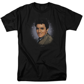 Black men's regular fit t-shirt with Elvis Presley Starlite graphic