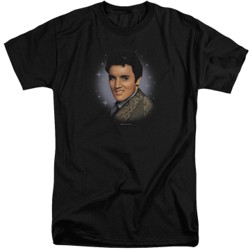 Black men's tall fit t-shirt with Elvis Presley Starlite graphic