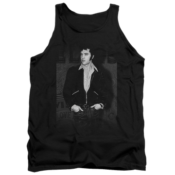 Black men's tank with Elvis Presley Just Cool graphic