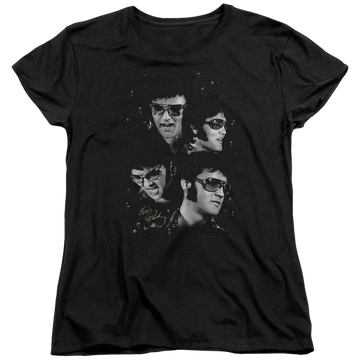 Black women's t-shirt with Elvis Presley Faces graphic