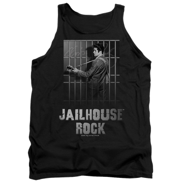 Black men's tank with Elvis Presley Jailhouse Rock graphic