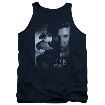 Navy men's tank with Elvis Presley Reverent graphic