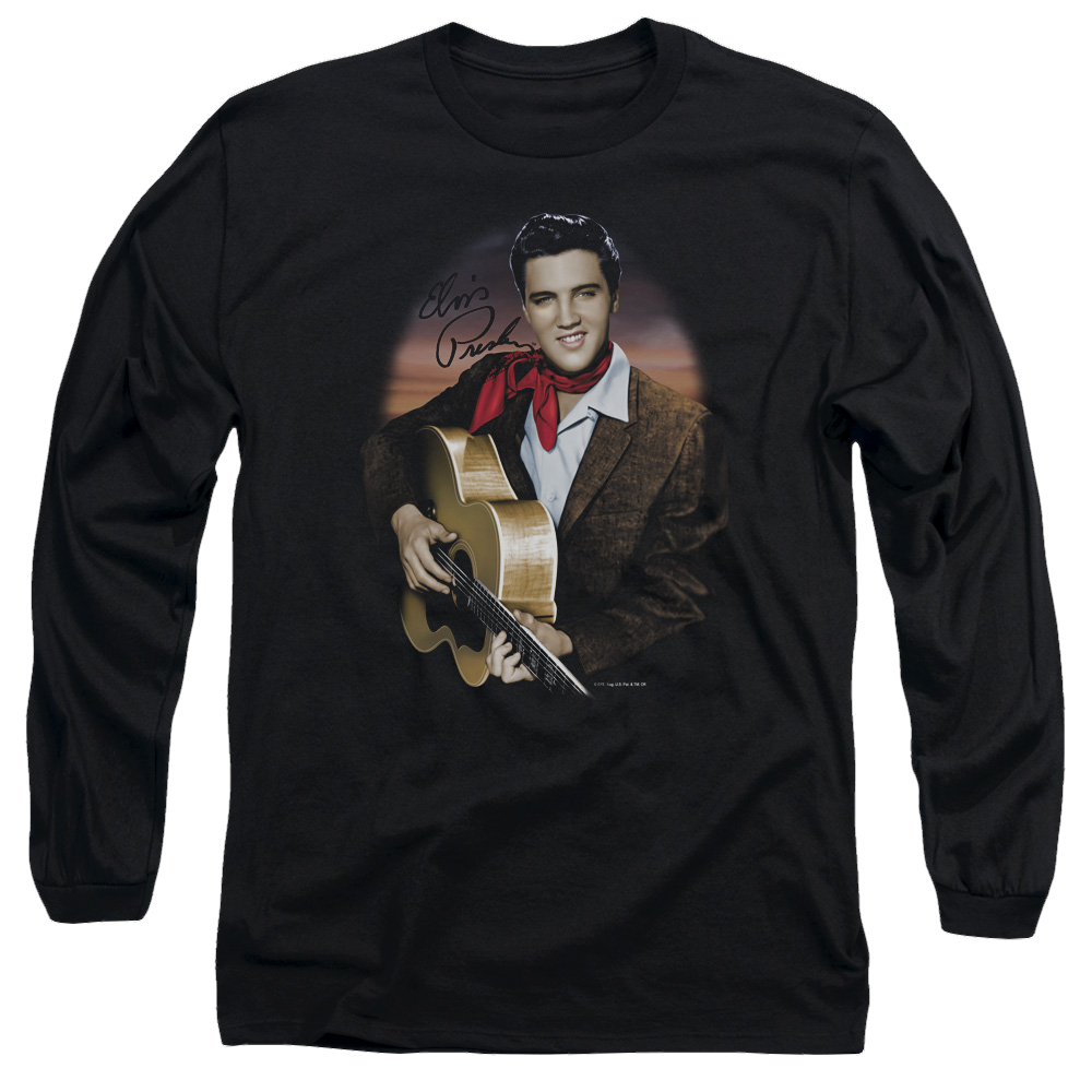 Elvis Presley Red Scarf #2 - Men's Long Sleeve T-Shirt Men's Long Sleeve T-Shirt Elvis Presley