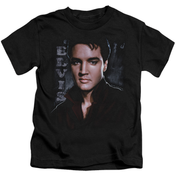 Black kid's t-shirt for ages 4 to 7 with Elvis Presley Tough graphic