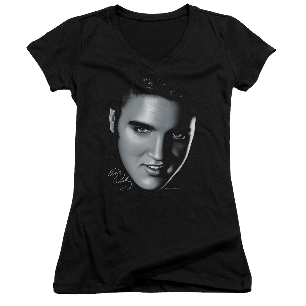 Elvis Presley Big Face - Juniors V-Neck T-Shirt Juniors V-Neck T-Shirt Elvis Presley