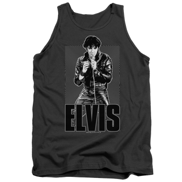 Charcoal men's tank with Elvis Presley Leather graphic