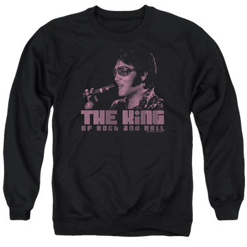 Black men's crewneck sweatshirt with Elvis Presley The King graphic