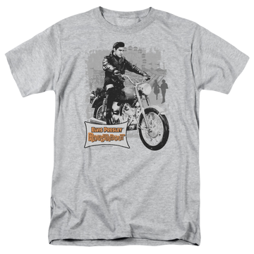 Athletic heather men's regular fit t-shirt with Elvis Presley Roustabout Poster graphic