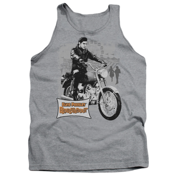 Athletic heather men's tank with Elvis Presley Roustabout Poster graphic