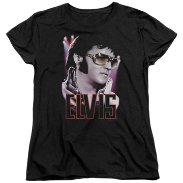 Black women's t-shirt with Elvis Presley 70s Star graphic