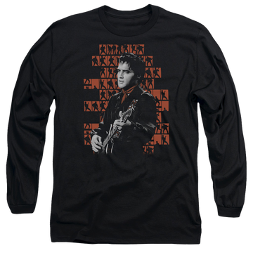 Black men's long sleeve t-shirt with Elvis Presley 1968 graphic