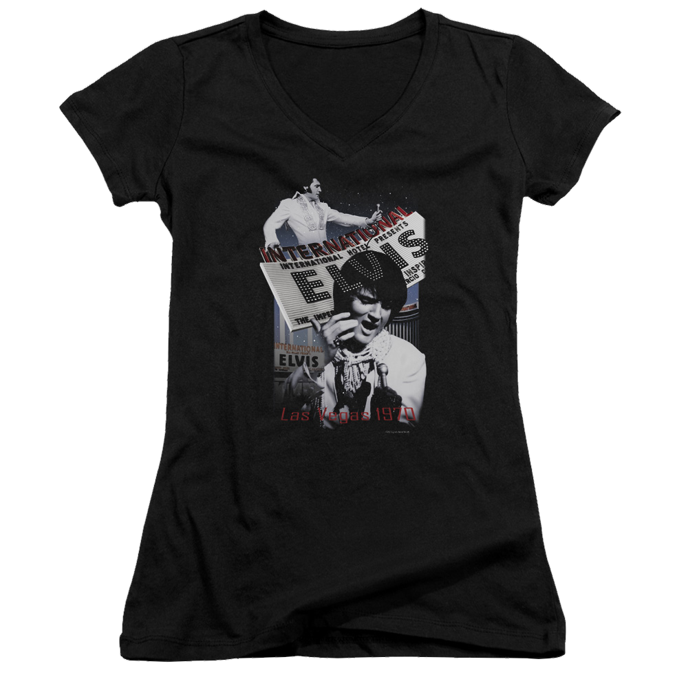 Elvis Presley International Hotel - Juniors V-Neck T-Shirt Juniors V-Neck T-Shirt Elvis Presley