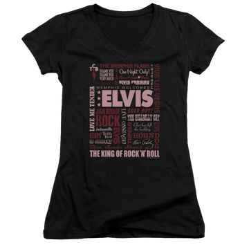 Elvis Presley Whole Lotta Type - Juniors V-Neck T-Shirt Juniors V-Neck T-Shirt Elvis Presley