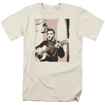 Cream men's regular fit t-shirt with Elvis Presley Sepia Studio graphic