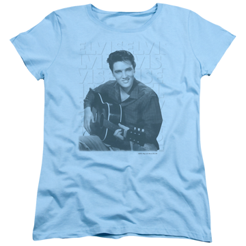 Light blue women's t-shirt with Elvis Presley Repeat graphic